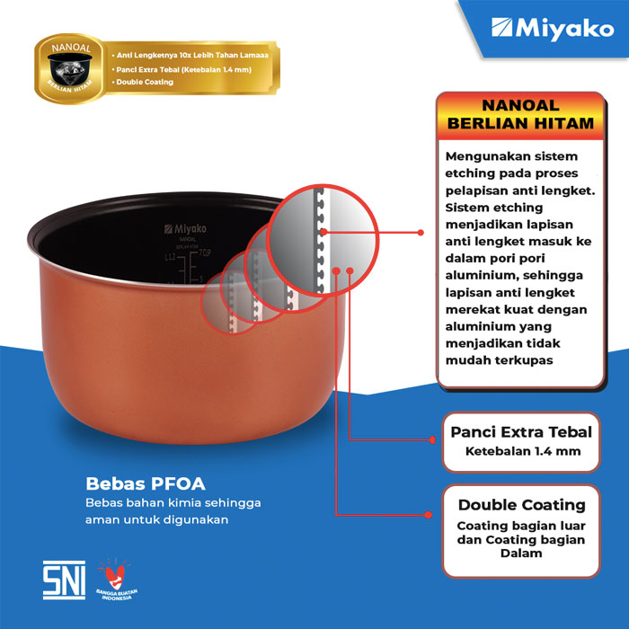 Miyako Rice Cooker Magic Warmer Plus 3 In 1 1,2 L - MCM-512C BH | MCM512C BH